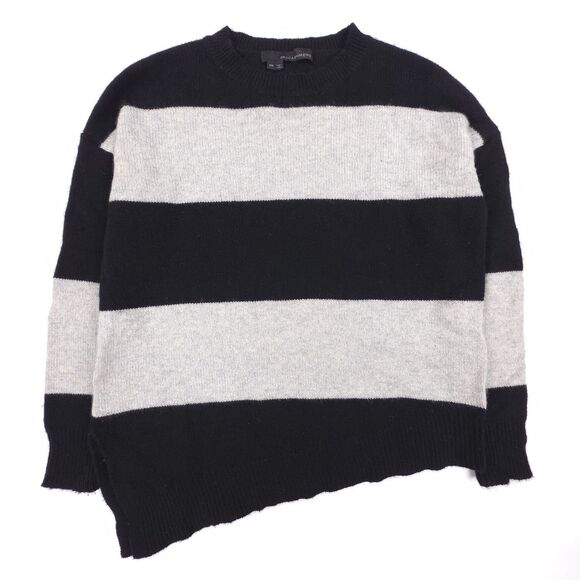 360 CASHMERE Asymmetric Striped Sweater Black Minimal Quiet Luxury Lagenlook XS - Picture 1 of 7